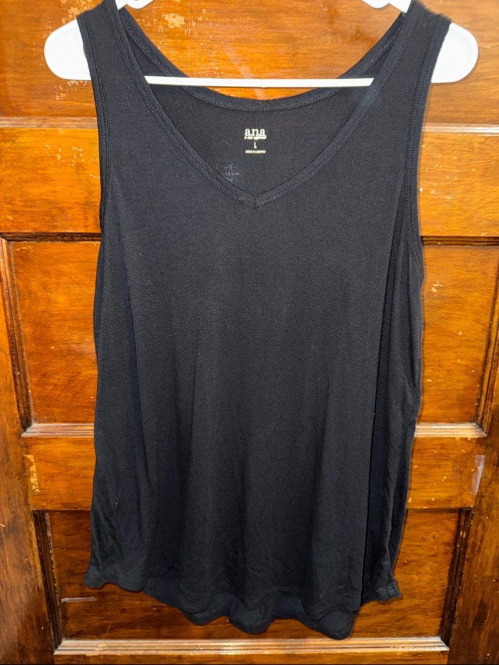 a.n.a Black Ribbed Tank Top with White Logo